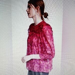 Joie Jamila Silk Smocked 3/4 Balloon Sleeve Blouse/Size XL ( NWT)